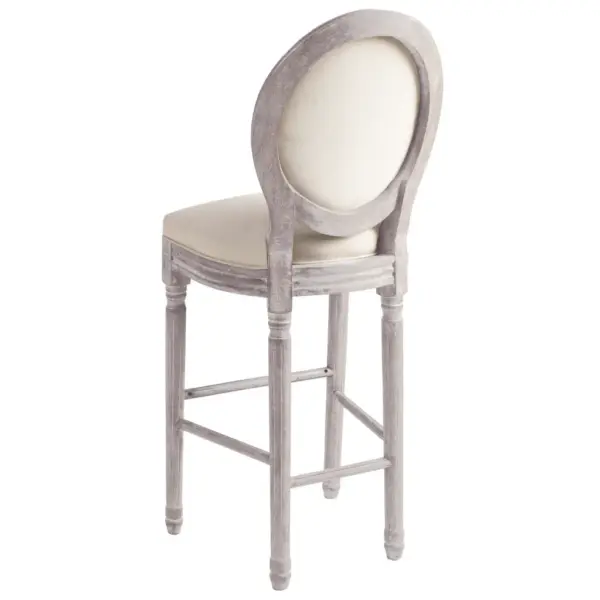 Klassikalised täispuidust baaritoolid linase polstriga, 2 tk, kreemjasvalged, 48 x 52 x 123 cm – 6