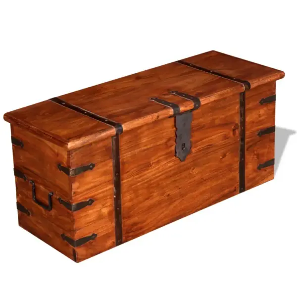 Pruun täispuidust hoiukastide komplekt, 2 tk, akaatsiapuit, 83 ja 61 cm - 3