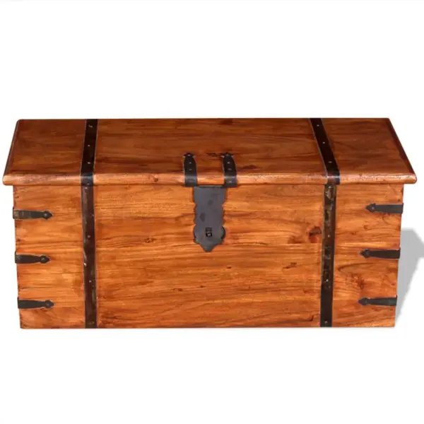 Pruun täispuidust hoiukastide komplekt, 2 tk, akaatsiapuit, 83 ja 61 cm - 4