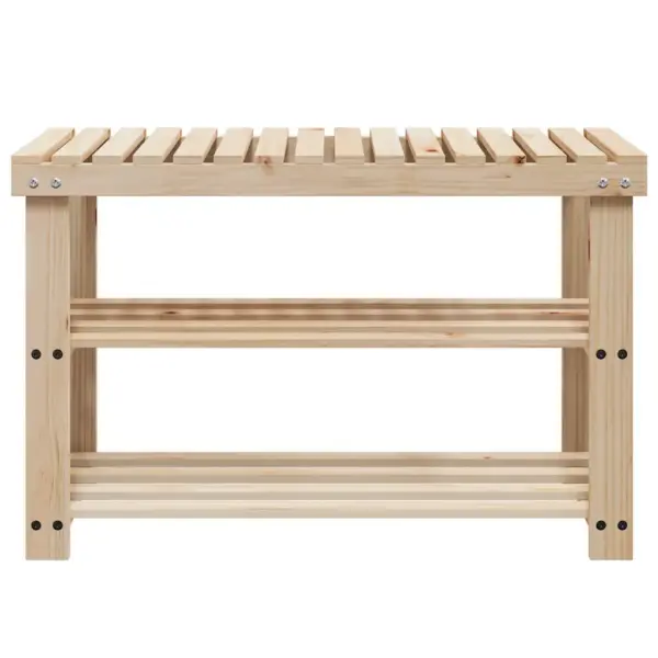 Täispuidust jalatsiriiul pingiga, 2-osaline komplekt, pruun, 70 x 29 x 45 cm – 4