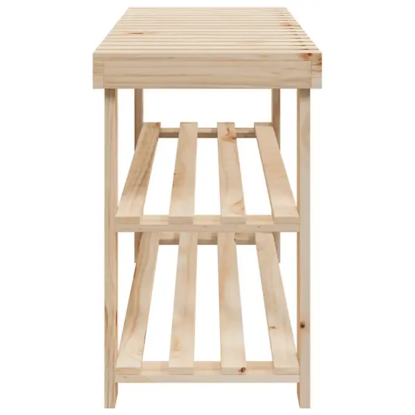 Täispuidust jalatsiriiul pingiga, 2-osaline komplekt, pruun, 70 x 29 x 45 cm – 5