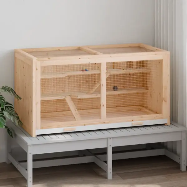 Mitmetasandiline täispuidust hamstripuur väljatõmmatava alusega, 89,5 x 45 x 45 cm, pruun – 2