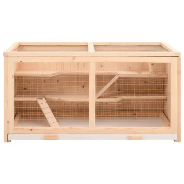 Mitmetasandiline täispuidust hamstripuur väljatõmmatava alusega, 89,5 x 45 x 45 cm, pruun – 4