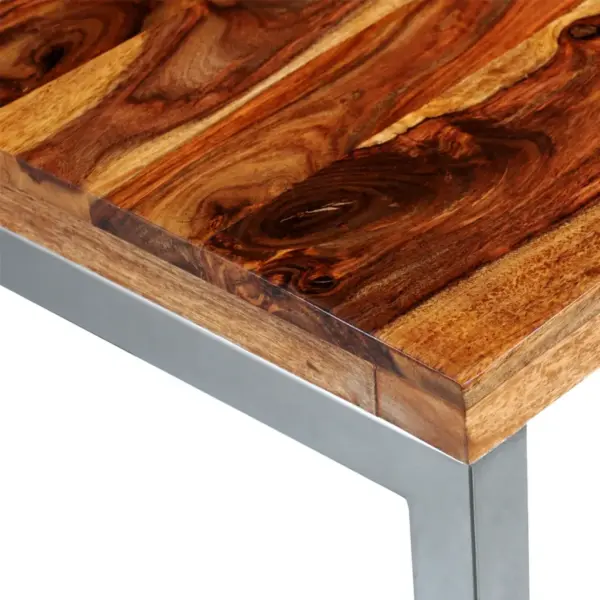 Pruun täispuidust söögilaud terasjalgadega, 115 x 55 x 76 cm – 6