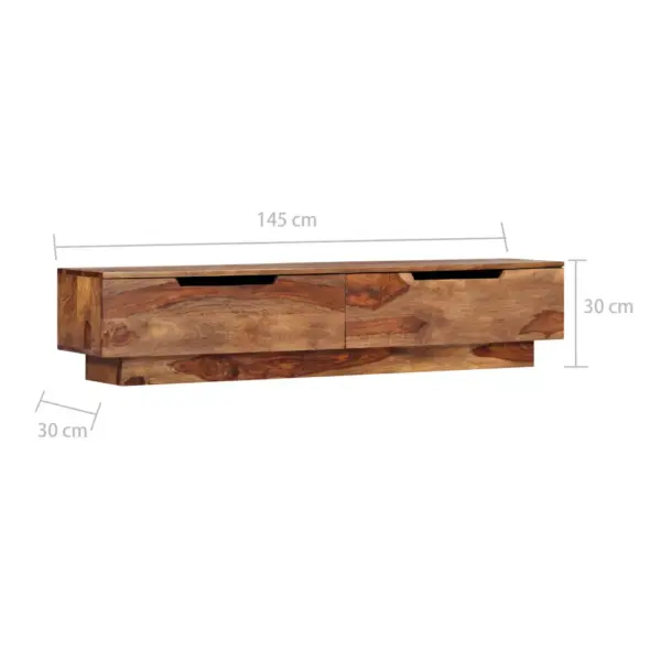 Täispuidust ja tehispuidust telerikapp 2 sahtliga, helepruun, 145 x 30 x 30 cm – 7