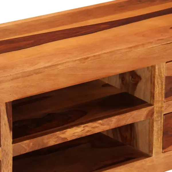 Pruun täispuidust telerikapp 4 sahtli ja 2 sektsiooniga, 110 x 30 x 40 cm – 4