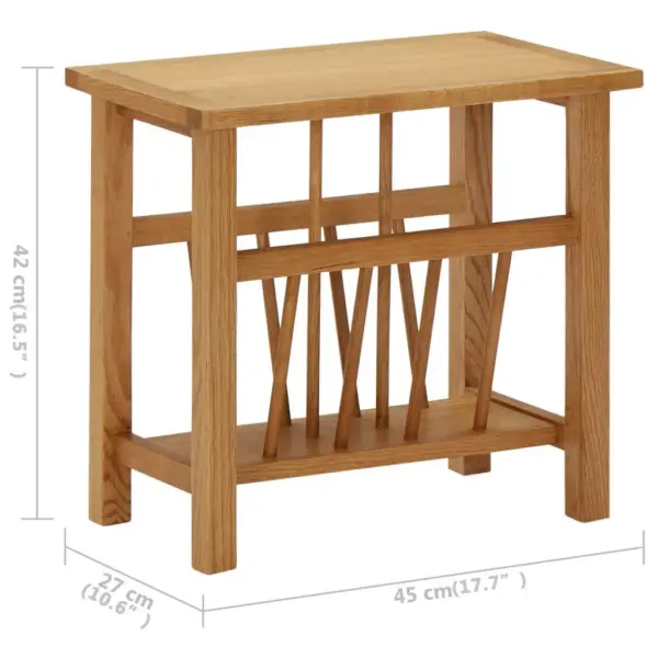 Ajakirjalaud ajakirjahoidikuga, tammepuit ja MDF, 45 x 27 x 42 cm - 6