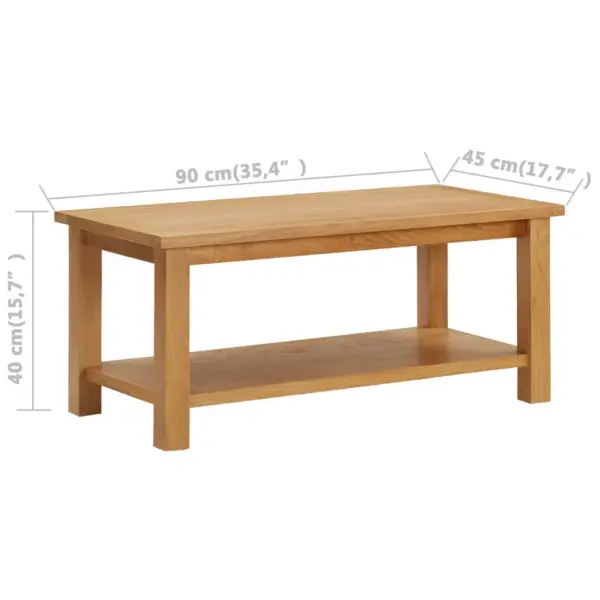 Tammepuidust kohvilaud hoiuriiuliga, 90 x 45 x 40 cm - 7