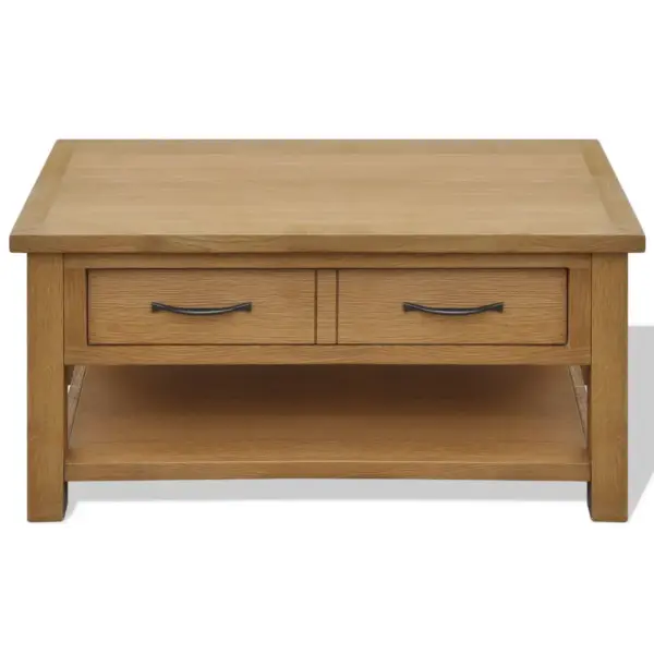 Maalähedane tammepuidust kohvilaud sahtliga, naturaalne tamm, 88 x 53 x 45 cm - 2