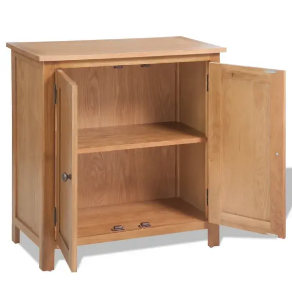 Pruun tammepuidust ja MDF-ist puhvetkapp kahe uksega, 70 x 35 x 75 cm – 4