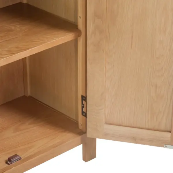 Pruun tammepuidust ja MDF-ist puhvetkapp kahe uksega, 70 x 35 x 75 cm – 5