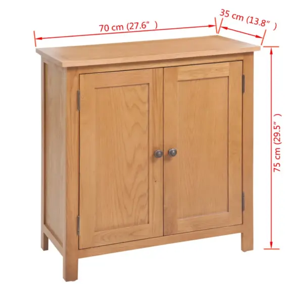 Pruun tammepuidust ja MDF-ist puhvetkapp kahe uksega, 70 x 35 x 75 cm – 6