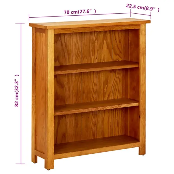 Tammepuidust raamaturiiul 3 riiuliga, pruun, 70 x 22,5 x 82 cm – 6