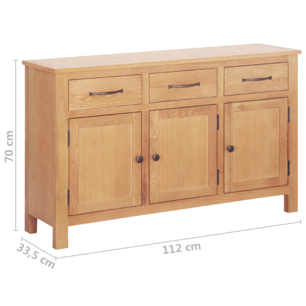 Massiivsest tammepuidust söögitoa kummut sahtlite ja ustega, pruun, 112 x 33,5 x 70 cm - 6