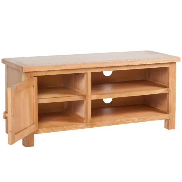 Telerikapp tammepuidust kapiga, 2 riiulit ja kaabliaugud, pruun, 103 x 36 x 46 cm – 3