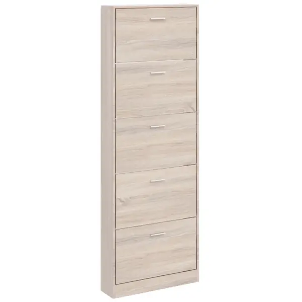 Tammevälimusega kitsas jalatsikapp 5 sektsiooniga, 59 x 17 x 169 cm – 2