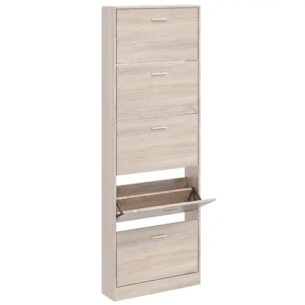 Tammevälimusega kitsas jalatsikapp 5 sektsiooniga, 59 x 17 x 169 cm – 3