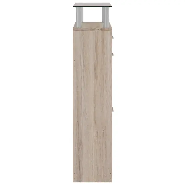 Jalanõukapp sahtli ja klaasriiuliga, tammevärvi, 63 x 24 x 104 cm – 5