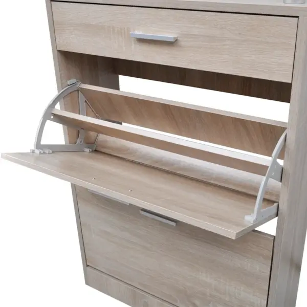 Jalanõukapp sahtli ja klaasriiuliga, tammevärvi, 63 x 24 x 104 cm – 7