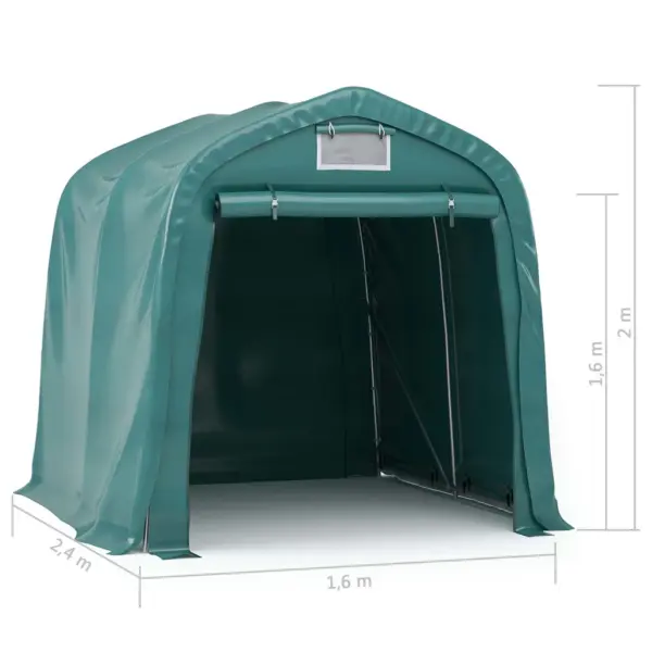 Telk-garaaž sõidukitele, PVC kate, tumeroheline, 1,6 x 2,4 m – 11