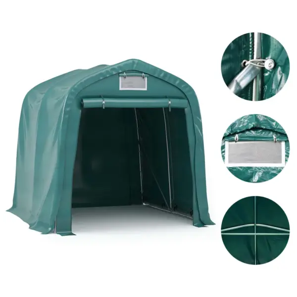 Telk-garaaž sõidukitele, PVC kate, tumeroheline, 1,6 x 2,4 m – 5