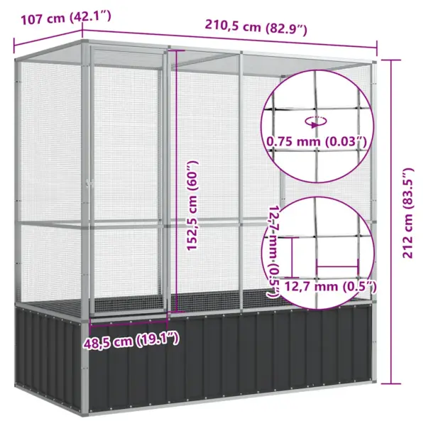 Terasest välilindla, hõbedane ja antratsiithall, 210,5 x 107 x 212 cm – 10