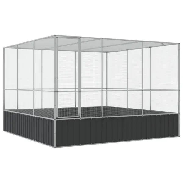 Suur tsingitud terasest välilindla lindudele, hõbedane/antratsiithall, 311 x 307 x 212 cm – 2