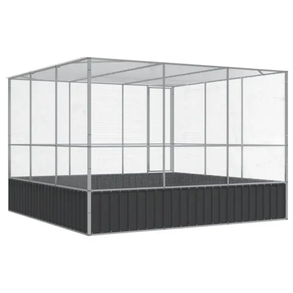 Suur tsingitud terasest välilindla lindudele, hõbedane/antratsiithall, 311 x 307 x 212 cm – 6