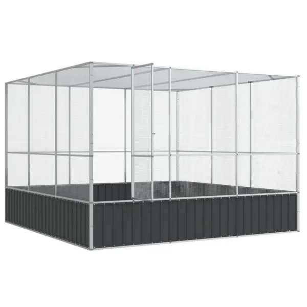Suur tsingitud terasest välilindla lindudele, hõbedane/antratsiithall, 311 x 307 x 212 cm – 7