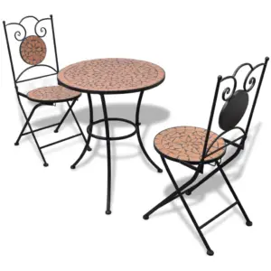 3-osaline terrakota bistrookomplekt keraamilise lauaplaadi ja istmetega, laud 60 x 70 cm
