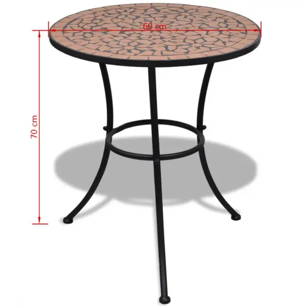 3-osaline terrakota bistrookomplekt keraamilise lauaplaadi ja istmetega, laud 60 x 70 cm – 11