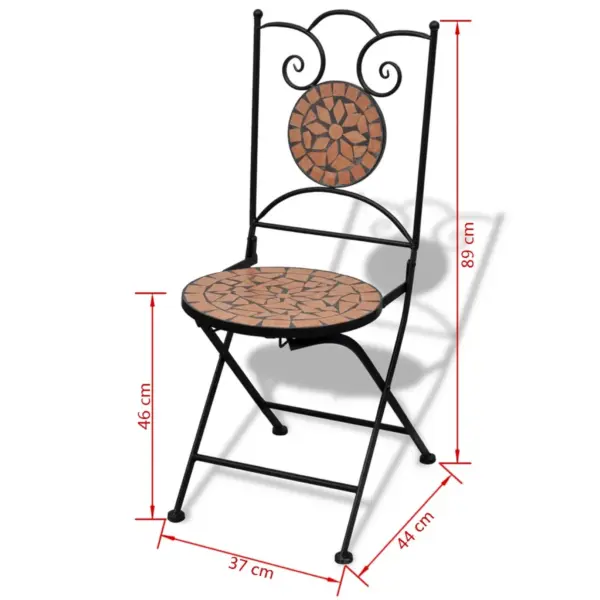3-osaline terrakota bistrookomplekt keraamilise lauaplaadi ja istmetega, laud 60 x 70 cm – 12