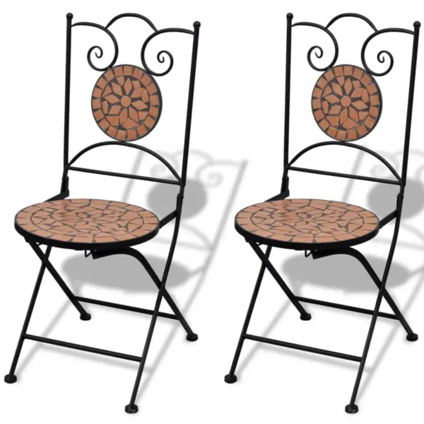 3-osaline terrakota bistrookomplekt keraamilise lauaplaadi ja istmetega, laud 60 x 70 cm – 6