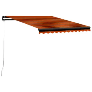 Käsitsi sissetõmmatav terrassivarikatus, 350 x 250 cm, oranž-pruun, hall alumiiniumraam