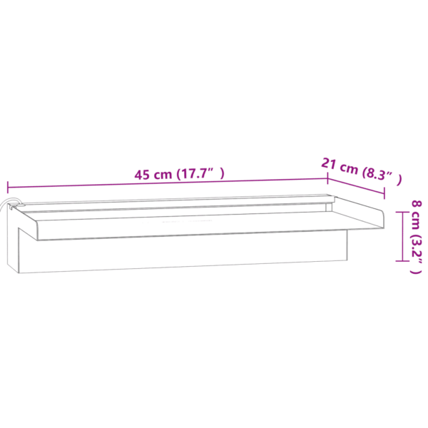 Tiigi- ja basseinikosk RGB LED-tuledega, harjatud roostevaba teras, 45 cm – 12