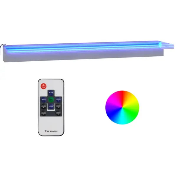 Tiigikosk RGB LED-valgustusega, harjatud roostevaba teras 304, hõbedane, 90 cm – 2