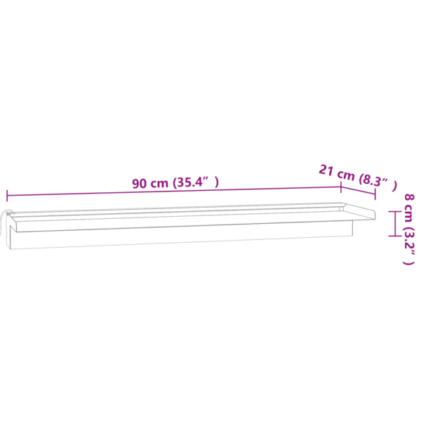 Tiigikosk RGB LED-valgustusega, harjatud roostevaba teras 304, hõbedane, 90 cm – 12