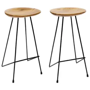 Tiigipuidust baaripukid metalljalgadel, 2 tk, 40 x 40 x 79 cm
