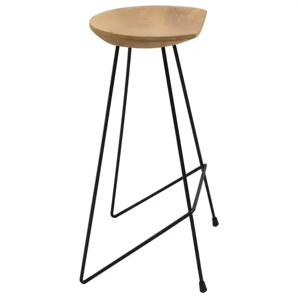 Tiigipuidust baaripukid metalljalgadel, 2 tk, 40 x 40 x 79 cm – 5