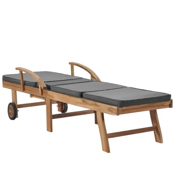 Tiigipuidust lamamistoolid rataste ja tumehallide patjadega, väljatõmmatava lauaga, 2 tk, 195 x 59,5 cm – 6