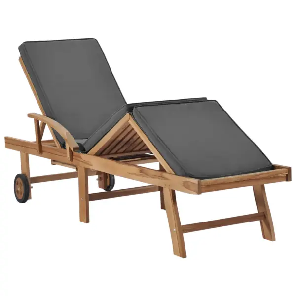 Tiigipuidust lamamistoolid rataste ja tumehallide patjadega, väljatõmmatava lauaga, 2 tk, 195 x 59,5 cm – 7