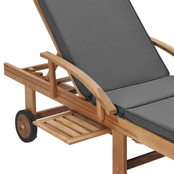 Tiigipuidust lamamistoolid rataste ja tumehallide patjadega, väljatõmmatava lauaga, 2 tk, 195 x 59,5 cm – 8