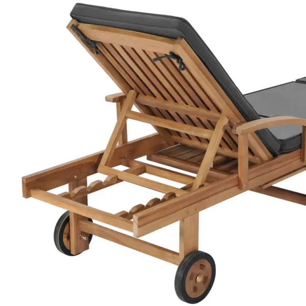 Tiigipuidust lamamistoolid rataste ja tumehallide patjadega, väljatõmmatava lauaga, 2 tk, 195 x 59,5 cm – 9