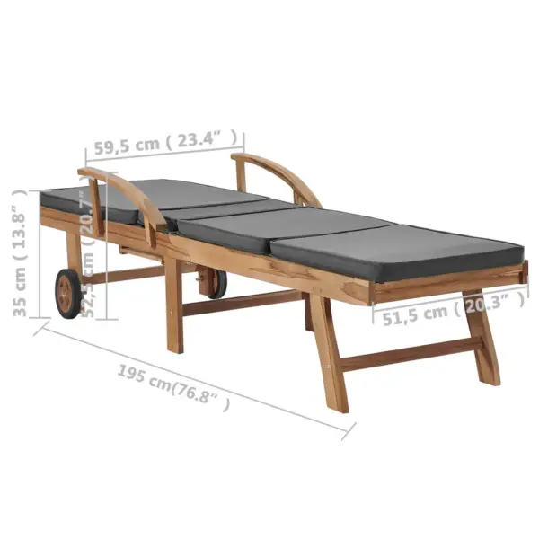 Tiigipuidust lamamistoolid rataste ja tumehallide patjadega, väljatõmmatava lauaga, 2 tk, 195 x 59,5 cm – 10