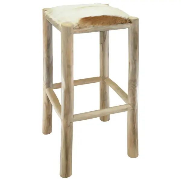 Tiigipuust baaripukk ehtsa kitsenahast istmega, 35 x 35 x 76 cm – 2