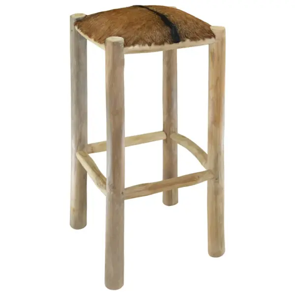Tiigipuust baaripukk ehtsa kitsenahast istmega, 35 x 35 x 76 cm – 3