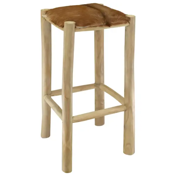 Tiigipuust baaripukk ehtsa kitsenahast istmega, 35 x 35 x 76 cm – 4