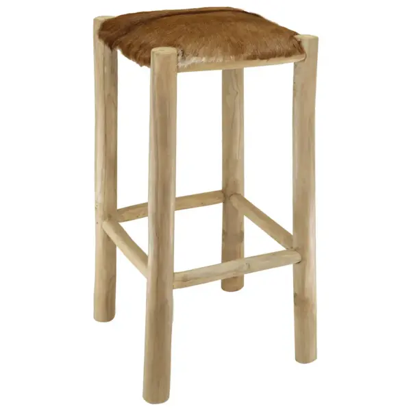 Tiigipuust baaripukk ehtsa kitsenahast istmega, 35 x 35 x 76 cm – 5