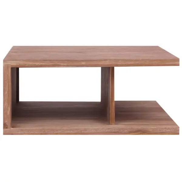 Tiigipuust C-kujuline kohvilaud avatud riiuliga, 70 x 70 x 30 cm – 2