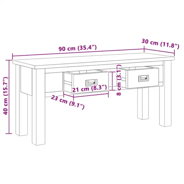 Tiigipuust esikupink 2 sahtliga, koloniaalstiil, 90 x 30 x 40 cm, pruun – 7